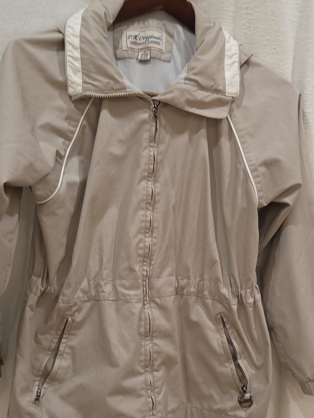 P.A Originals Outerwear Classics Womens Beige Solid Hooded Windbreaker Jacket S